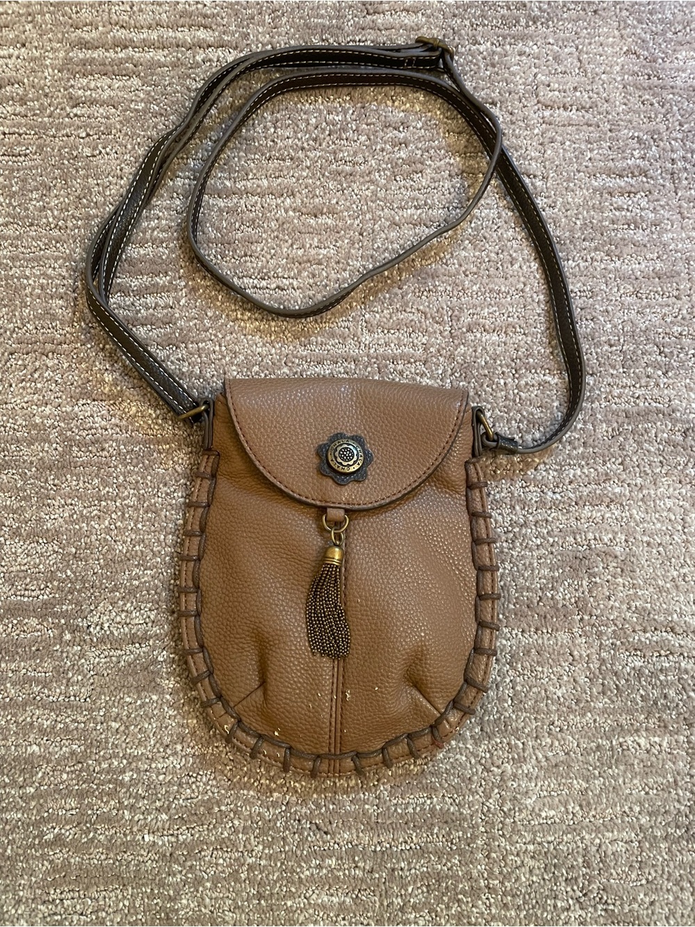 Chala - Tassel Accent Tan Crossbody Bag for Women
